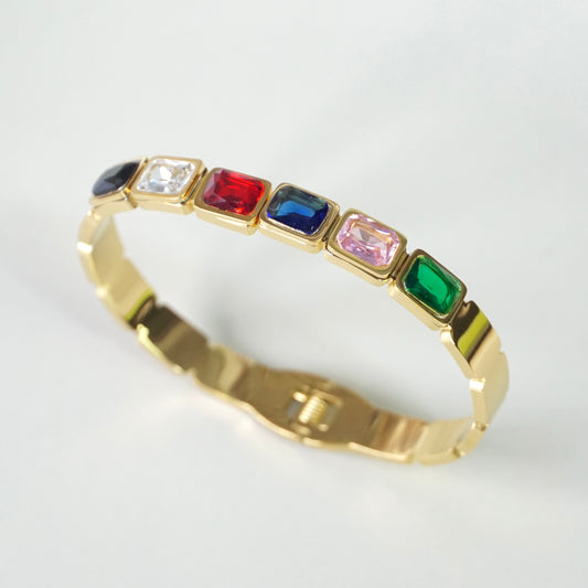 Color Stone Cuff Bangle