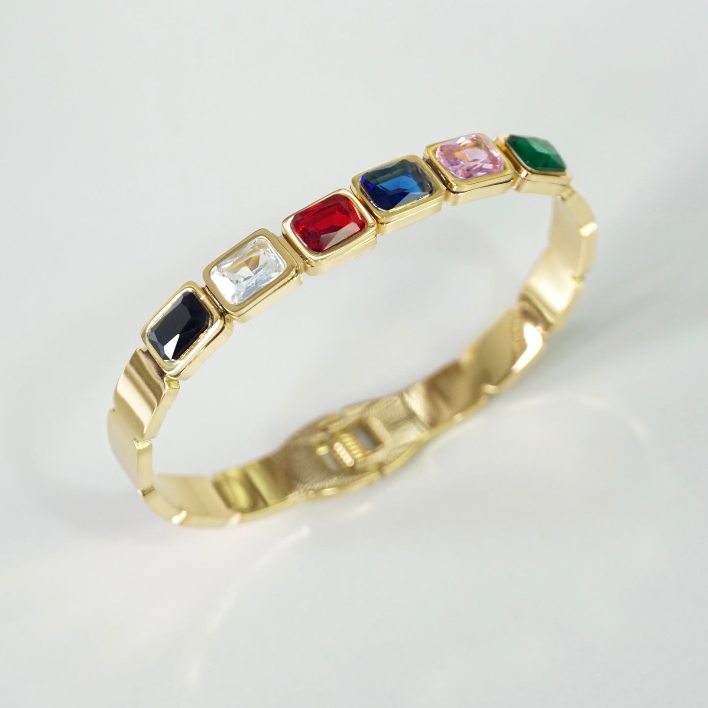 Color Stone Cuff Bangle