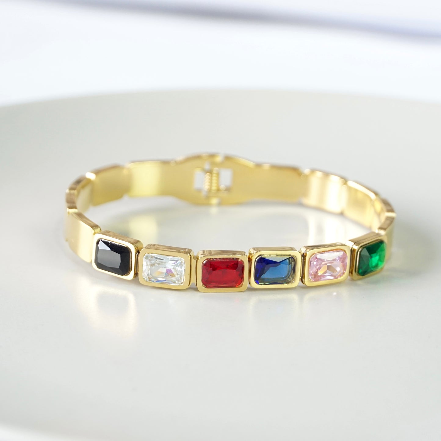 Color Stone Cuff Bangle