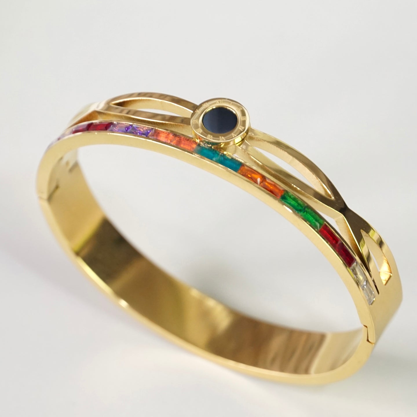 BV Color Stone Cuff Bangle