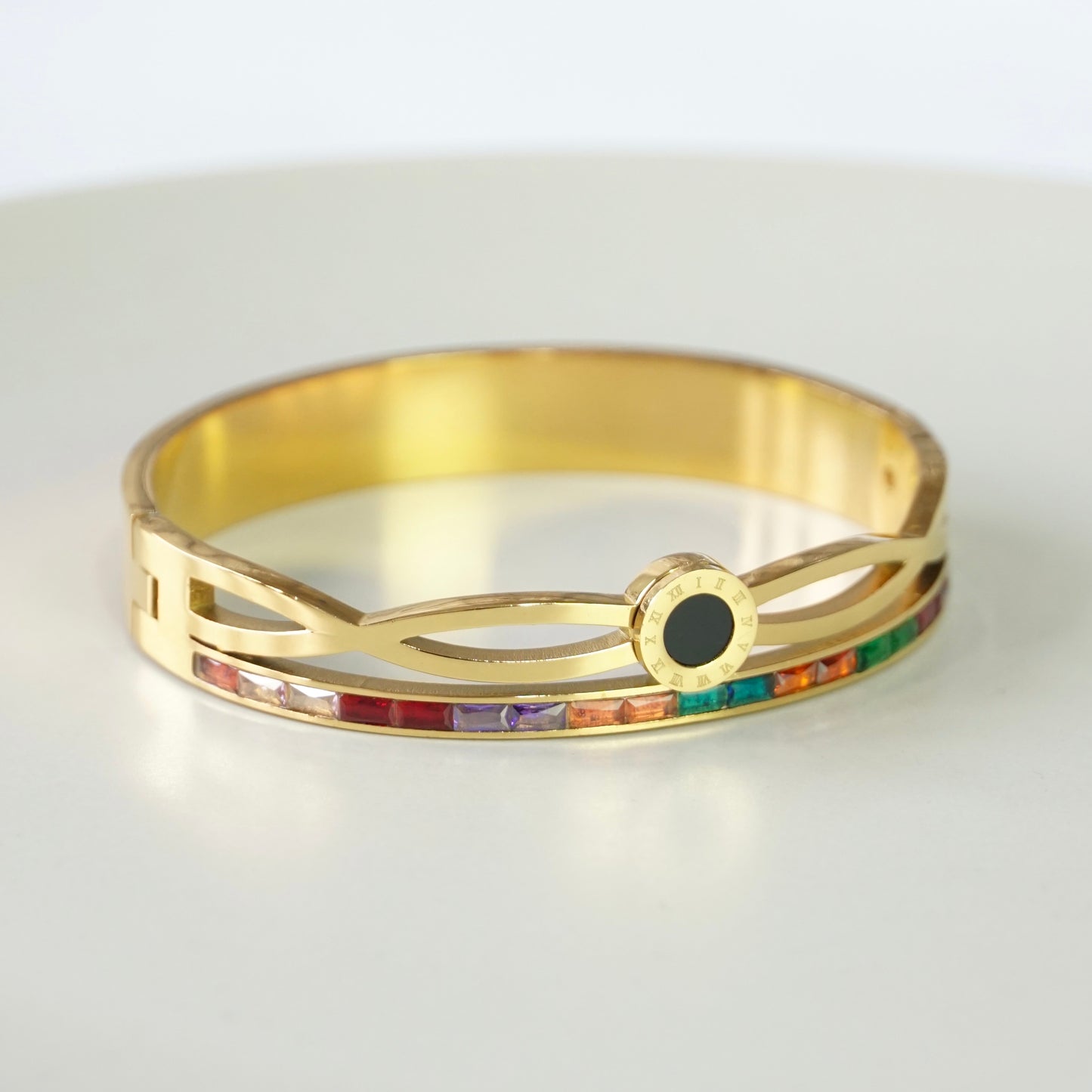 BV Color Stone Cuff Bangle