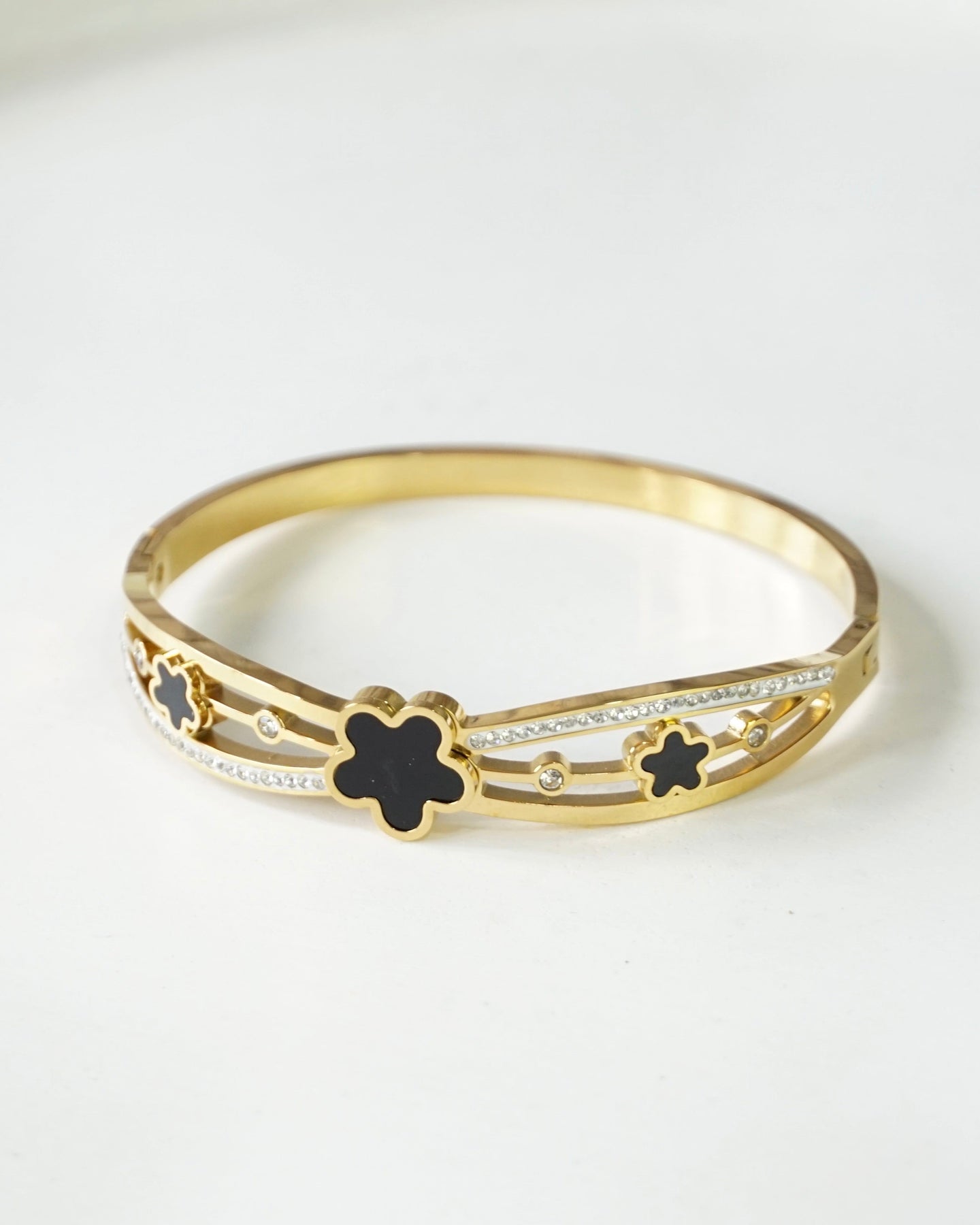 Gold Flower Emory Cuff Bangle