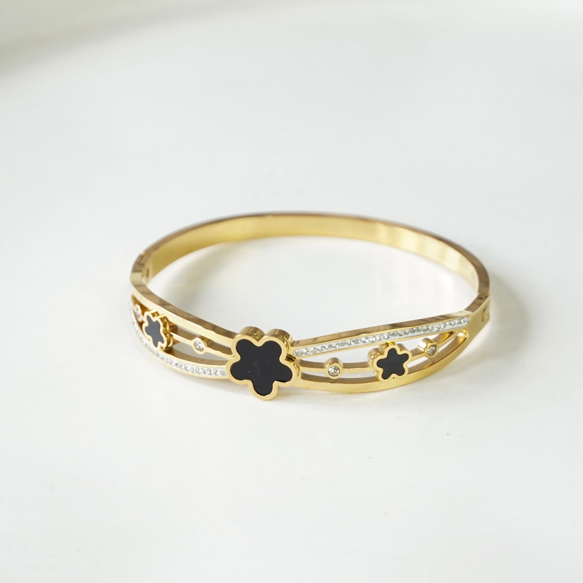 Gold Flower Emory Cuff Bangle