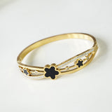 Gold Flower Emory Cuff Bangle