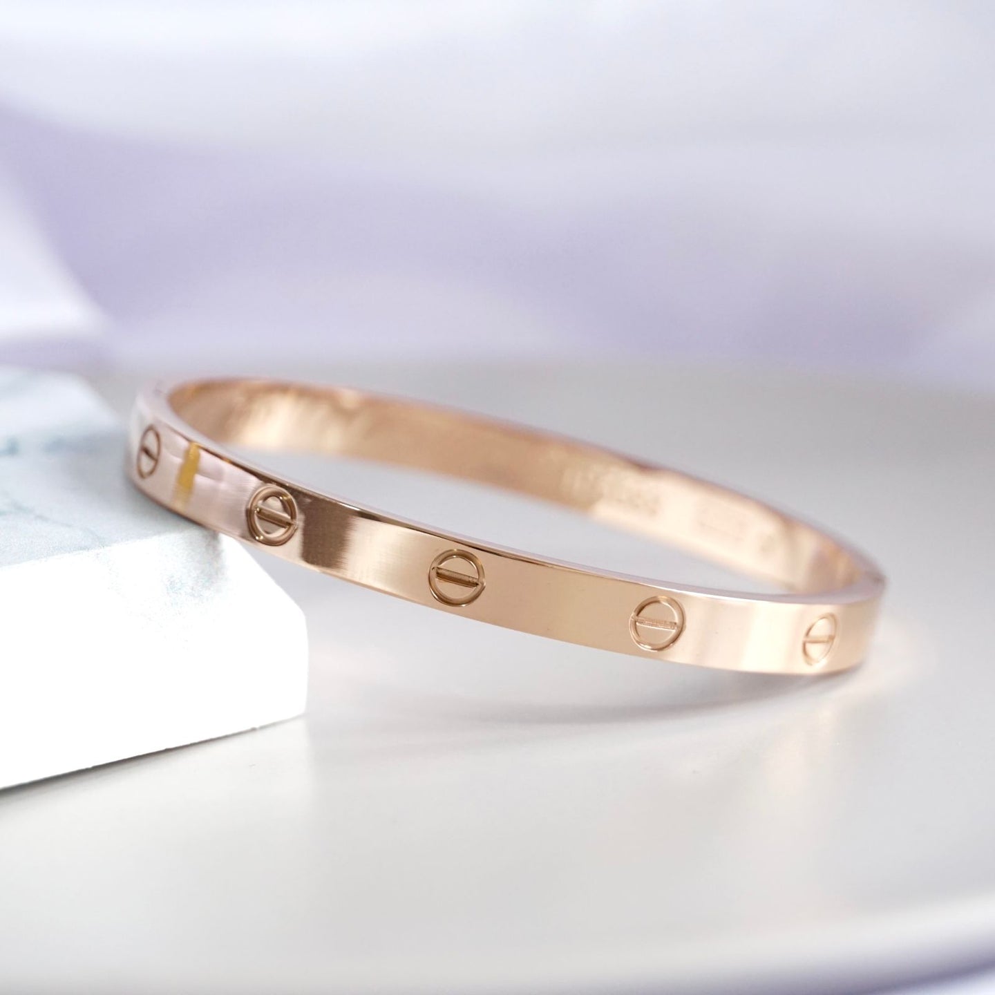 Rose Gold Plated Plain Love Cuff Bangle